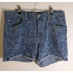 Women's Levi's Shorts Blue Denim Floral Print Size 31x4.5